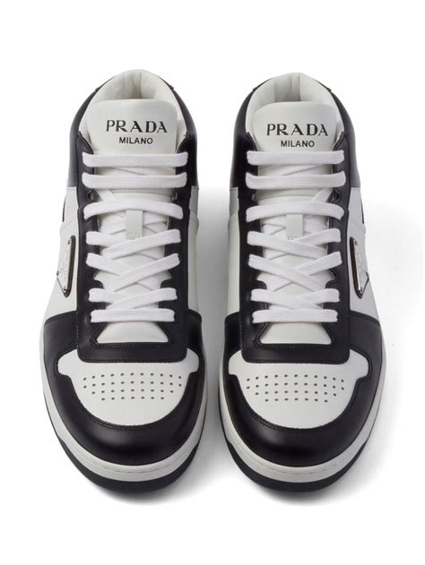 chaussure prada montante|Baskets montantes Downtown en cuir .